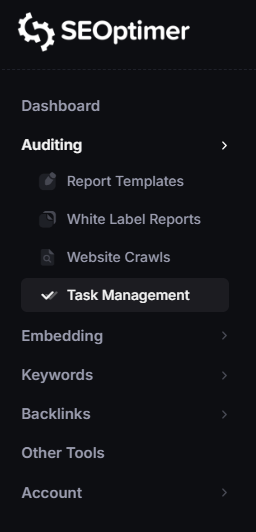 Task management in menu